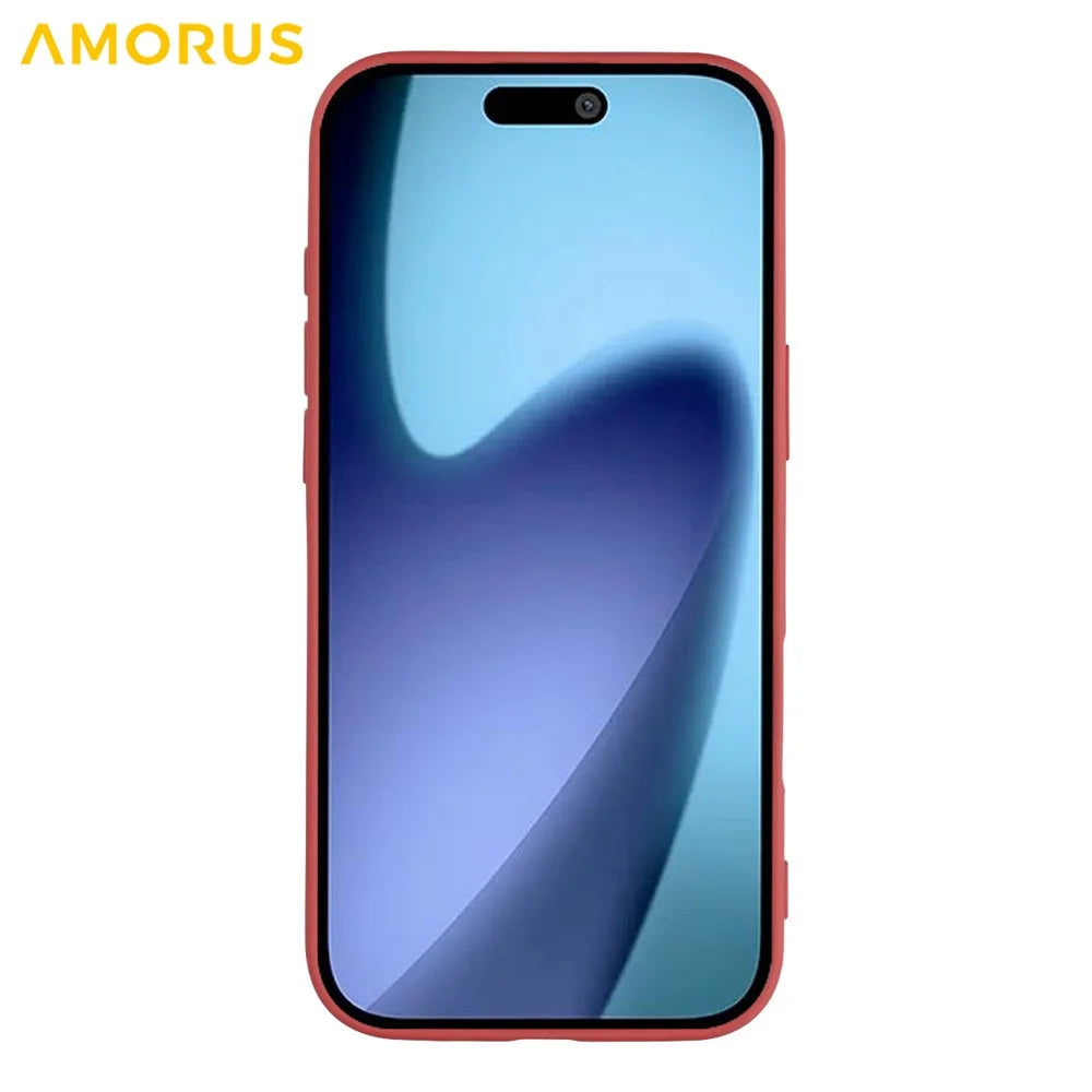 AMORUS For iPhone Air Case Precise Cutouts TPU Fiber Lining Shockproof Phone Cover - Hawthorn Red - 2
