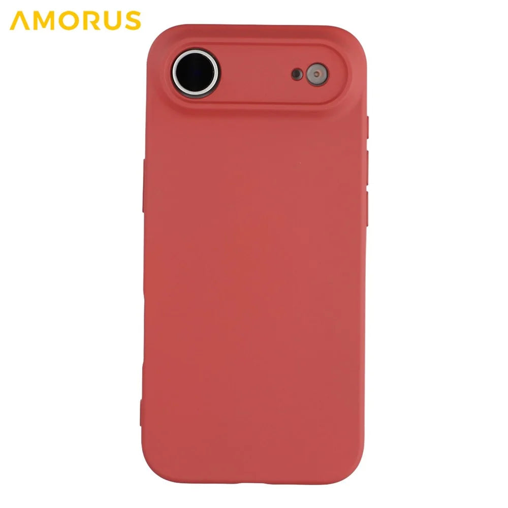 AMORUS For iPhone Air Case Precise Cutouts TPU Fiber Lining Shockproof Phone Cover - Hawthorn Red - 3