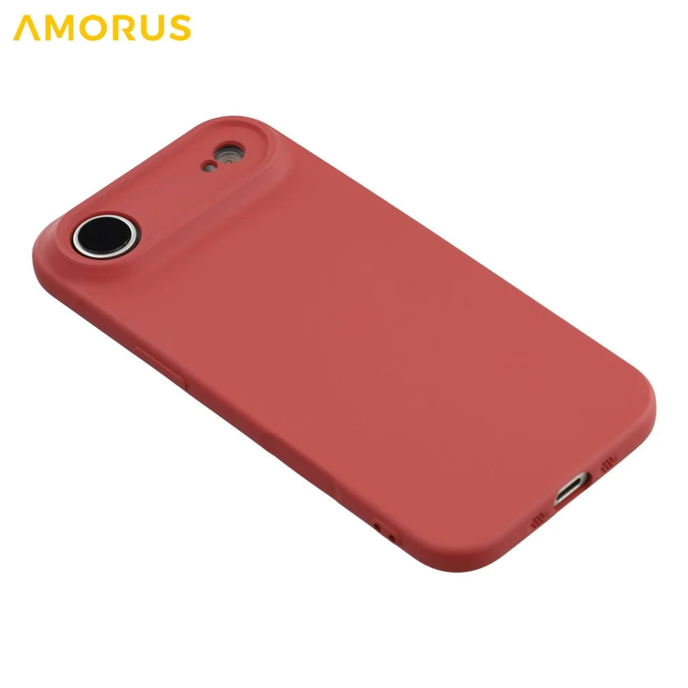 AMORUS For iPhone Air Case Precise Cutouts TPU Fiber Lining Shockproof Phone Cover - Hawthorn Red - 4