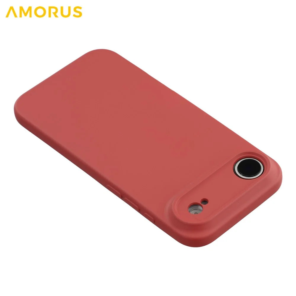 AMORUS For iPhone Air Case Precise Cutouts TPU Fiber Lining Shockproof Phone Cover - Hawthorn Red - 5