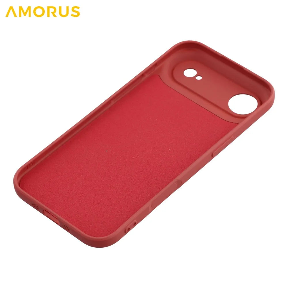 AMORUS For iPhone Air Case Precise Cutouts TPU Fiber Lining Shockproof Phone Cover - Hawthorn Red - 6