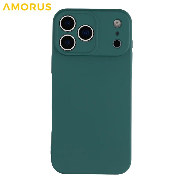 AMORUS For iPhone 17 Pro Case Precise Cutouts TPU Fiber Lining Shockproof Phone Cover - Army Green - 3