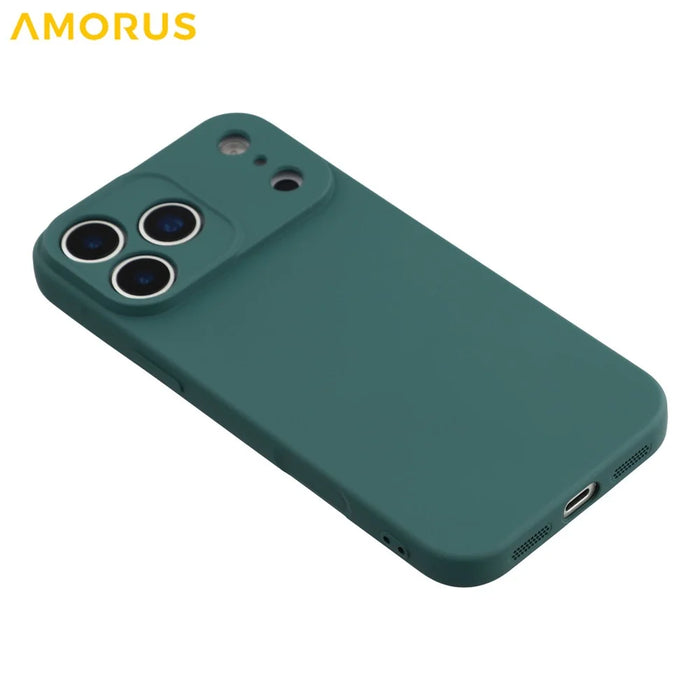 AMORUS For iPhone 17 Pro Case Precise Cutouts TPU Fiber Lining Shockproof Phone Cover - Army Green - 4