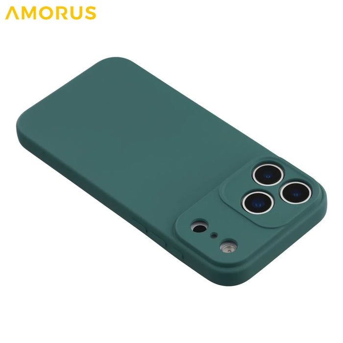 AMORUS For iPhone 17 Pro Case Precise Cutouts TPU Fiber Lining Shockproof Phone Cover - Army Green - 5