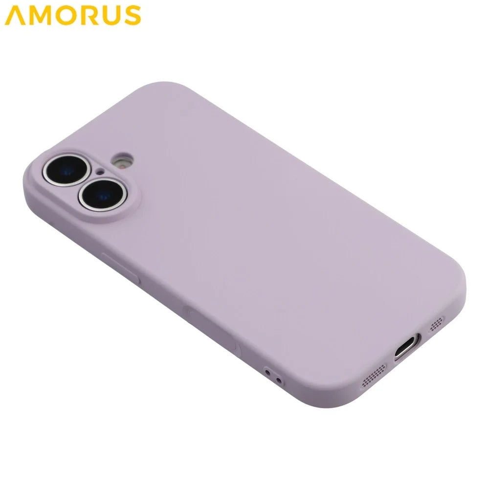 AMORUS For iPhone 17 Case Precise Cutouts TPU Fiber Lining Shockproof Phone Cover - Purple - 4
