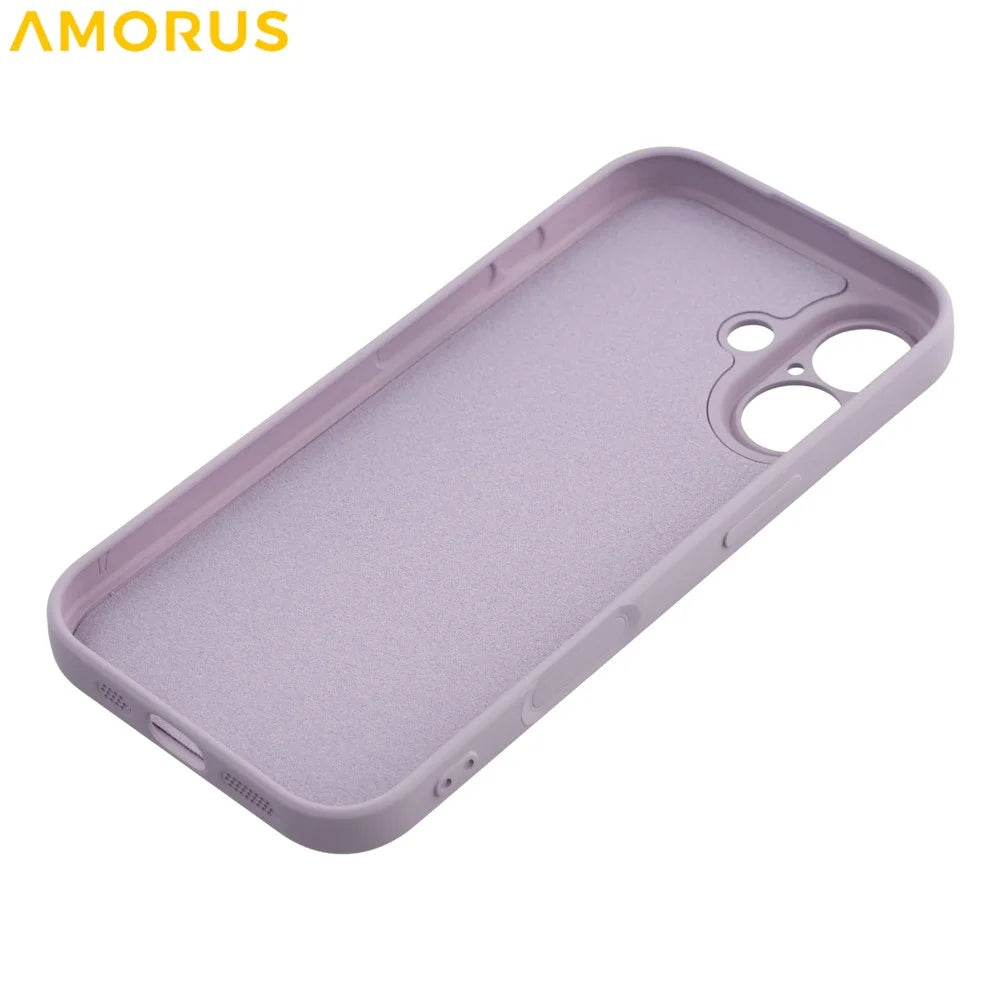 AMORUS For iPhone 17 Case Precise Cutouts TPU Fiber Lining Shockproof Phone Cover - Purple - 6