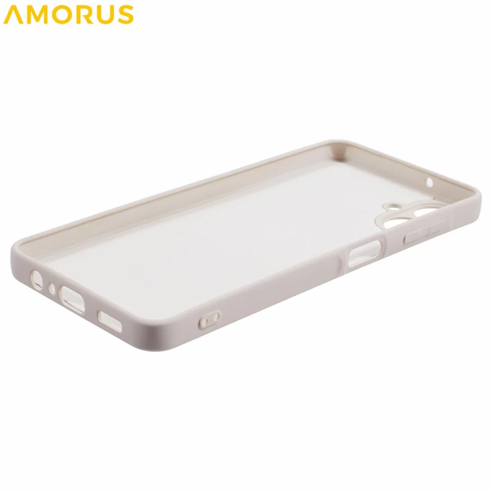 AMORUS For Samsung Galaxy A08 5G / A08 4G / A07 4G Case Precise Cutouts TPU Fiber Lining Shockproof Phone Cover - White - 4