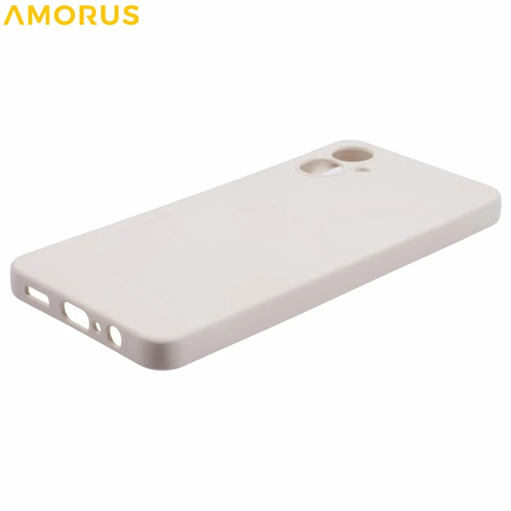 AMORUS For Samsung Galaxy A08 5G / A08 4G / A07 4G Case Precise Cutouts TPU Fiber Lining Shockproof Phone Cover - White - 5