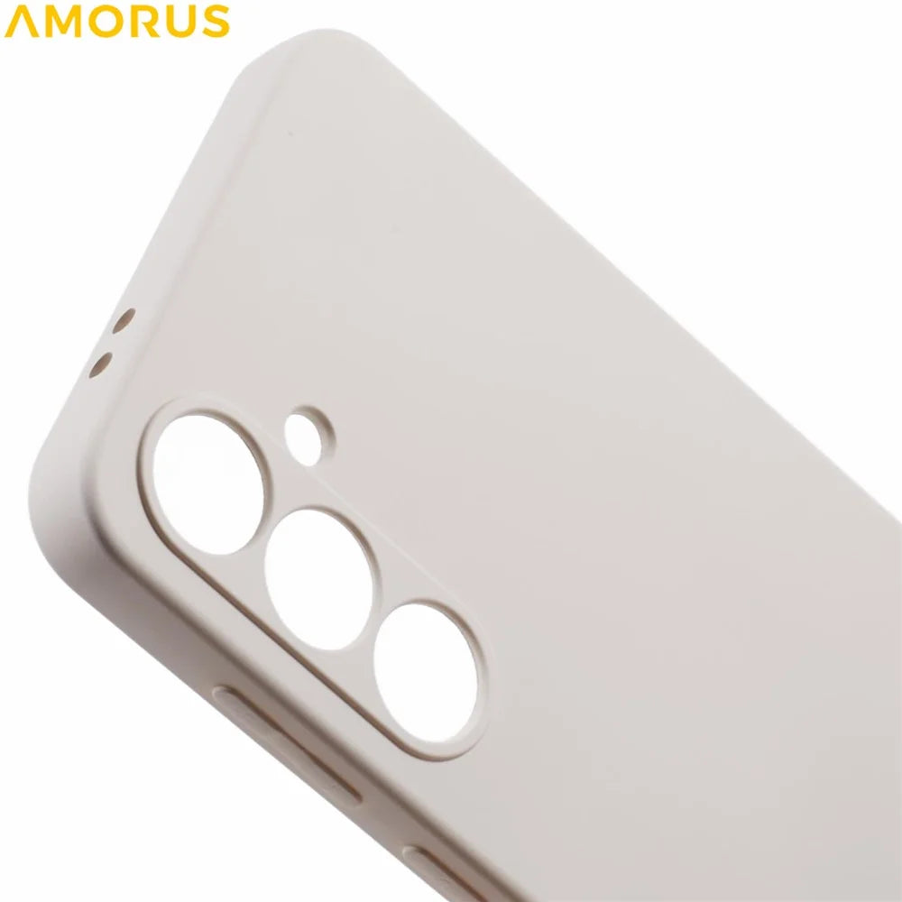 AMORUS For Samsung Galaxy A18 5G / A18 4G / A17 5G / A17 4G Case Precise Cutouts TPU Fiber Lining Shockproof Phone Cover - White - 5