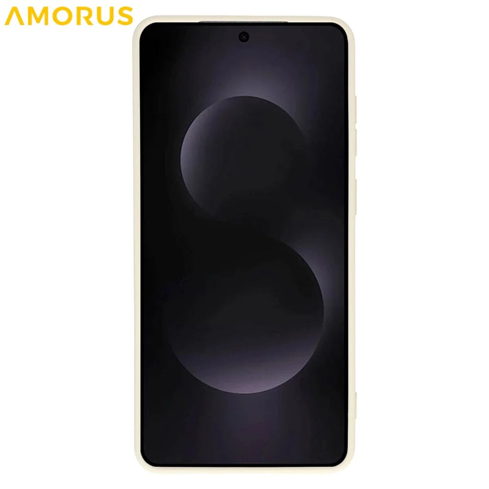 AMORUS For Samsung Galaxy S25 Edge Case Precise Cutouts TPU Fiber Lining Shockproof Phone Cover - White - 2
