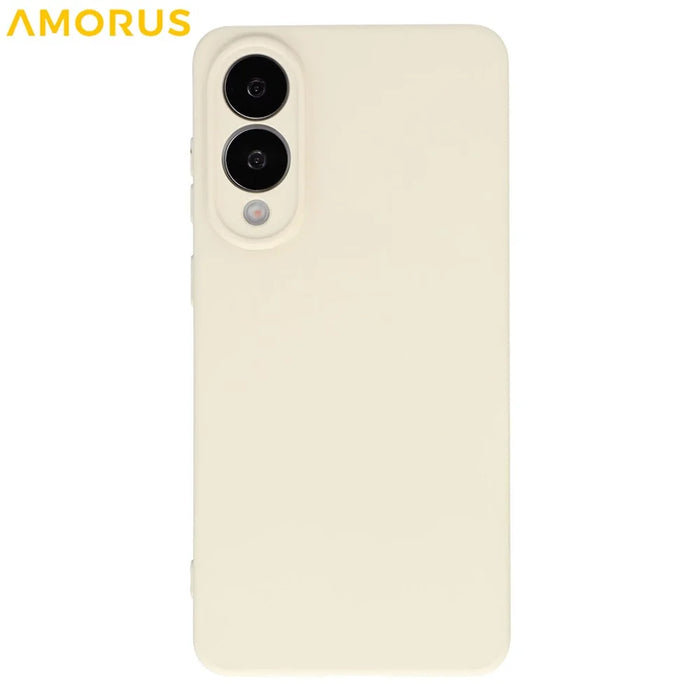 AMORUS For Samsung Galaxy S25 Edge Case Precise Cutouts TPU Fiber Lining Shockproof Phone Cover - White - 3