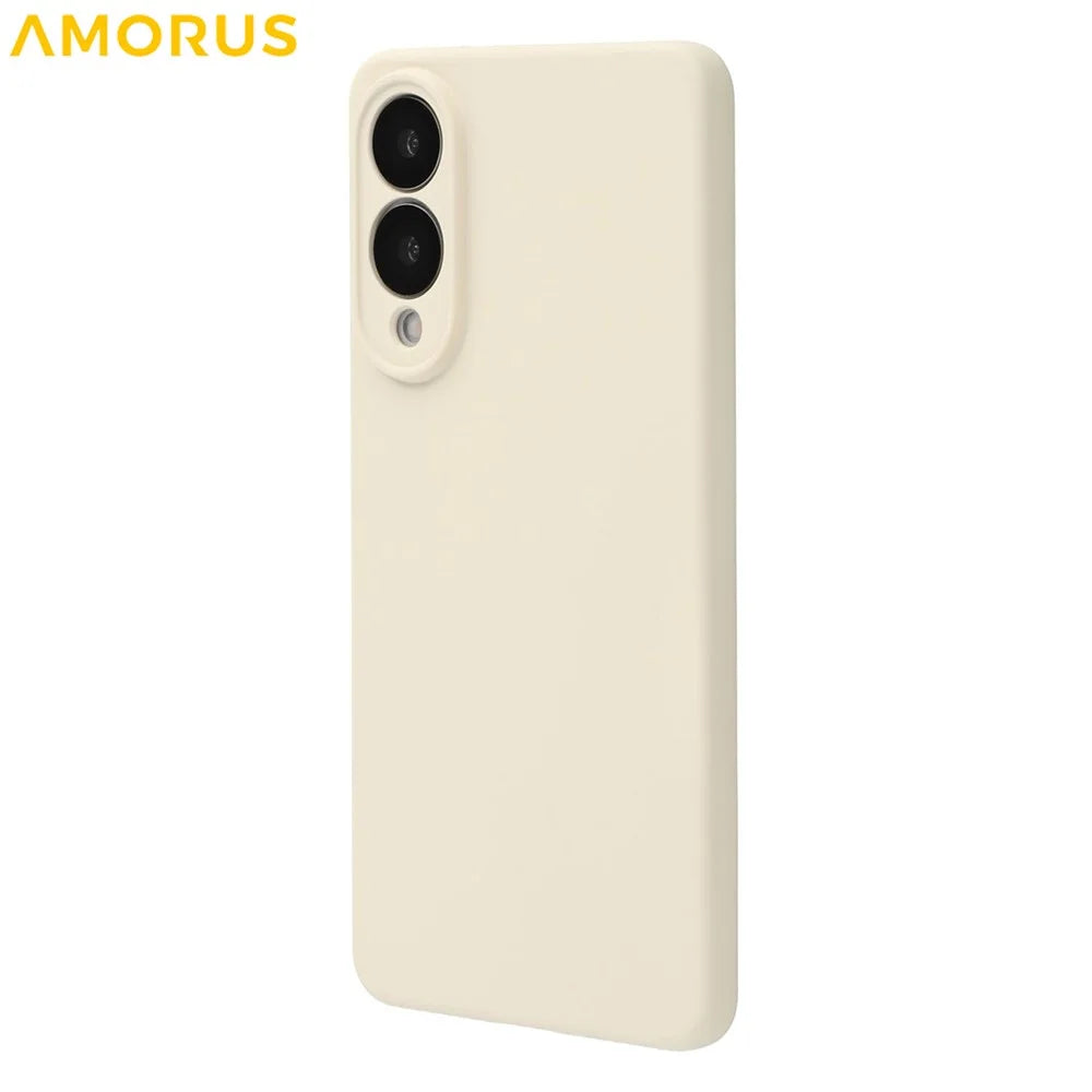 AMORUS For Samsung Galaxy S25 Edge Case Precise Cutouts TPU Fiber Lining Shockproof Phone Cover - White - 4