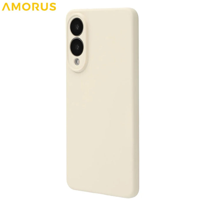 AMORUS For Samsung Galaxy S25 Edge Case Precise Cutouts TPU Fiber Lining Shockproof Phone Cover - White - 4