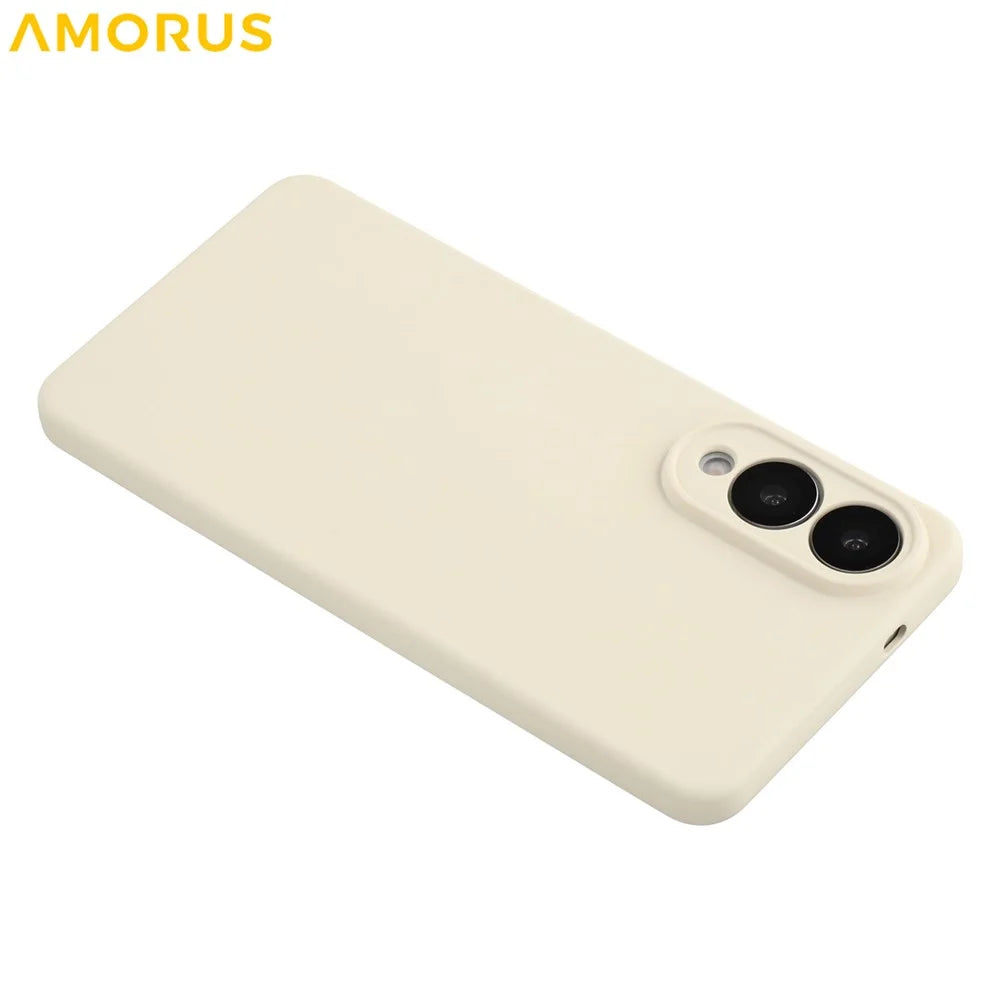 AMORUS For Samsung Galaxy S25 Edge Case Precise Cutouts TPU Fiber Lining Shockproof Phone Cover - White - 5