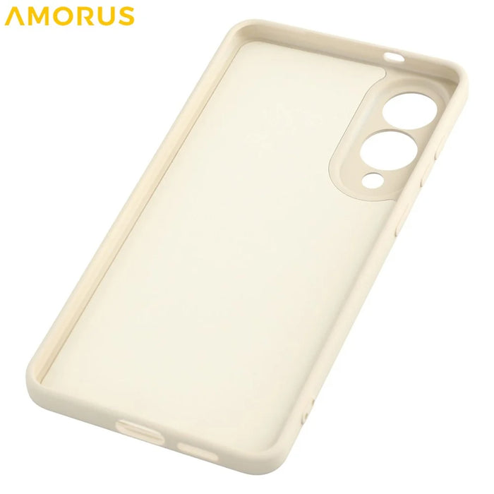 AMORUS For Samsung Galaxy S25 Edge Case Precise Cutouts TPU Fiber Lining Shockproof Phone Cover - White - 7
