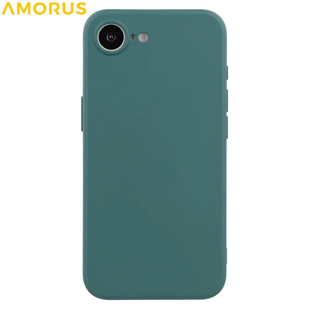 AMORUS For iPhone 17e / 16e Case Precise Cutouts TPU Fiber Lining Shockproof Phone Cover - Army Green - 3