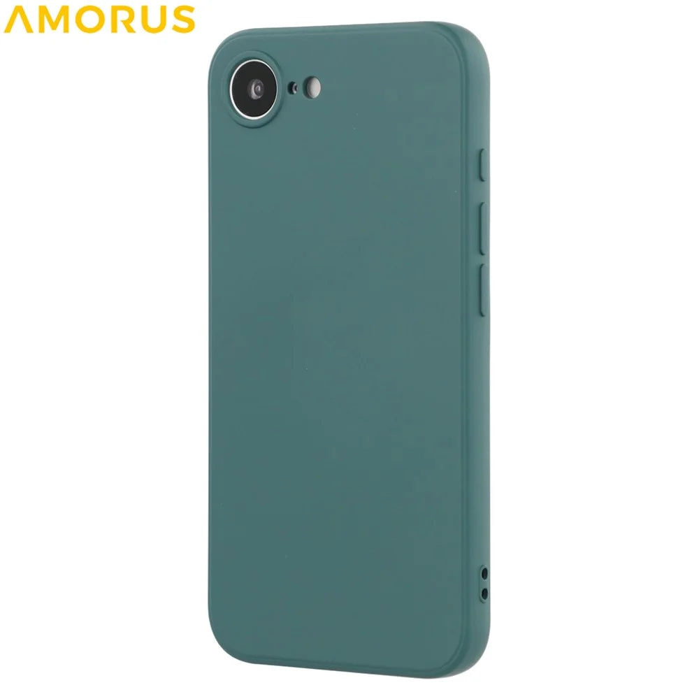 AMORUS For iPhone 17e / 16e Case Precise Cutouts TPU Fiber Lining Shockproof Phone Cover - Army Green - 4