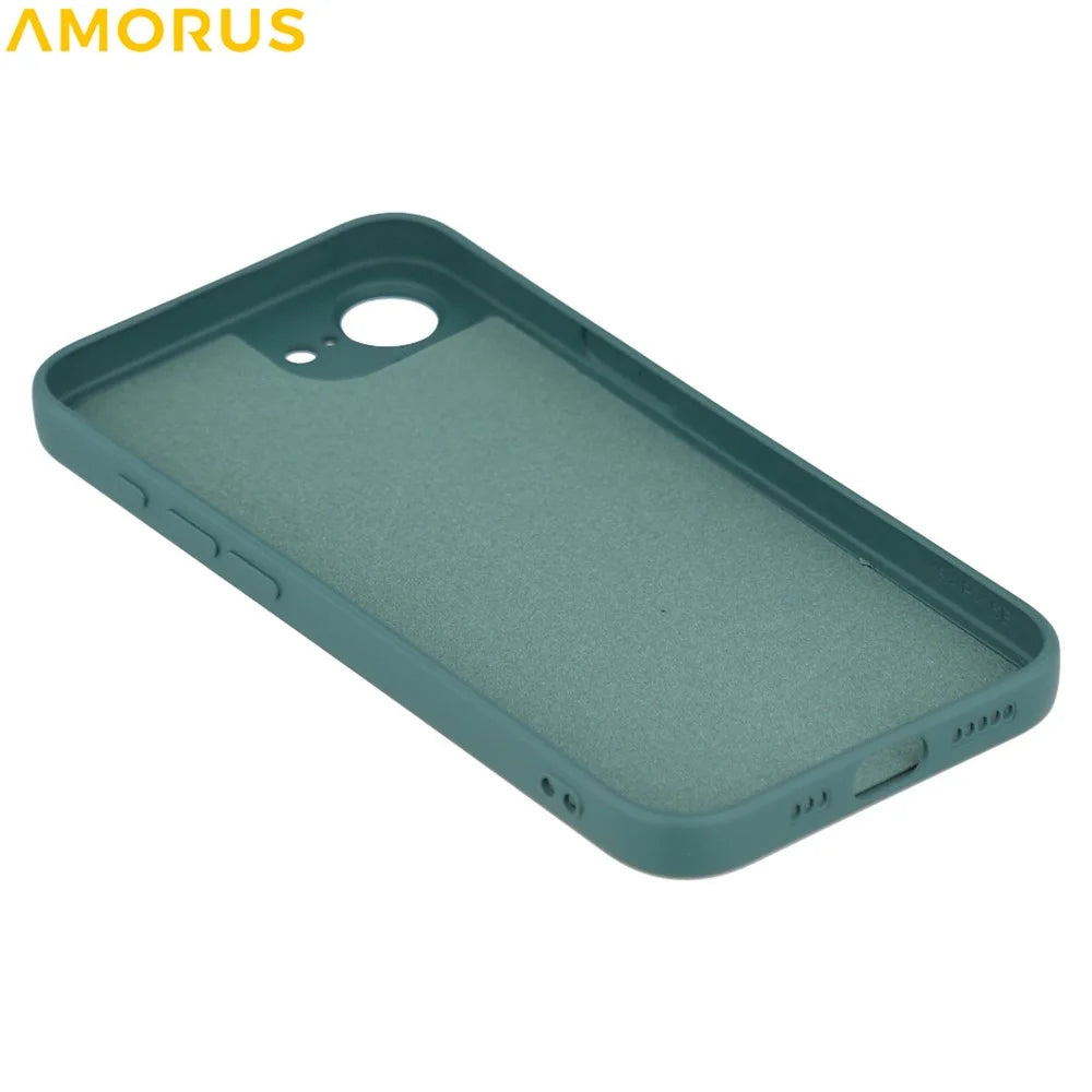 AMORUS For iPhone 17e / 16e Case Precise Cutouts TPU Fiber Lining Shockproof Phone Cover - Army Green - 5