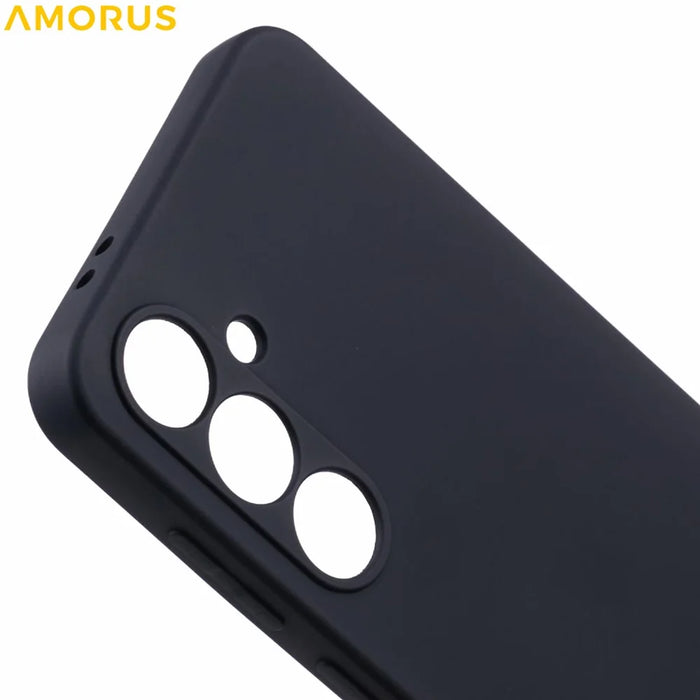 AMORUS For Samsung Galaxy A36 5G Case Precise Cutouts TPU Fiber Lining Shockproof Phone Cover - Black - 5