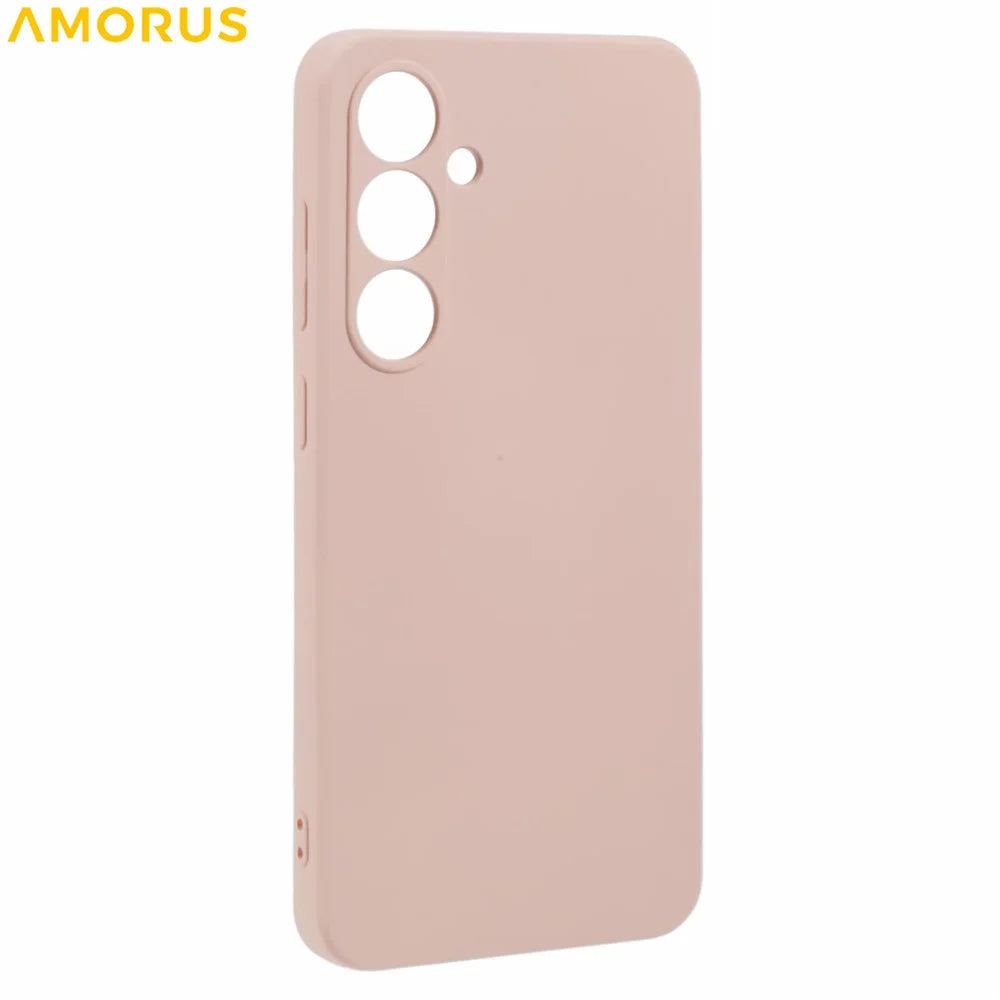 AMORUS For Samsung Galaxy A56 5G Case Precise Cutouts TPU Fiber Lining Shockproof Phone Cover - Pink - 3