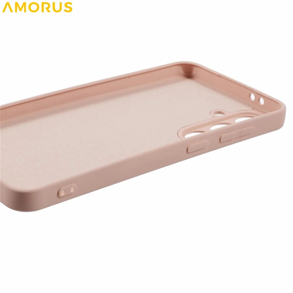 AMORUS For Samsung Galaxy A56 5G Case Precise Cutouts TPU Fiber Lining Shockproof Phone Cover - Pink - 4
