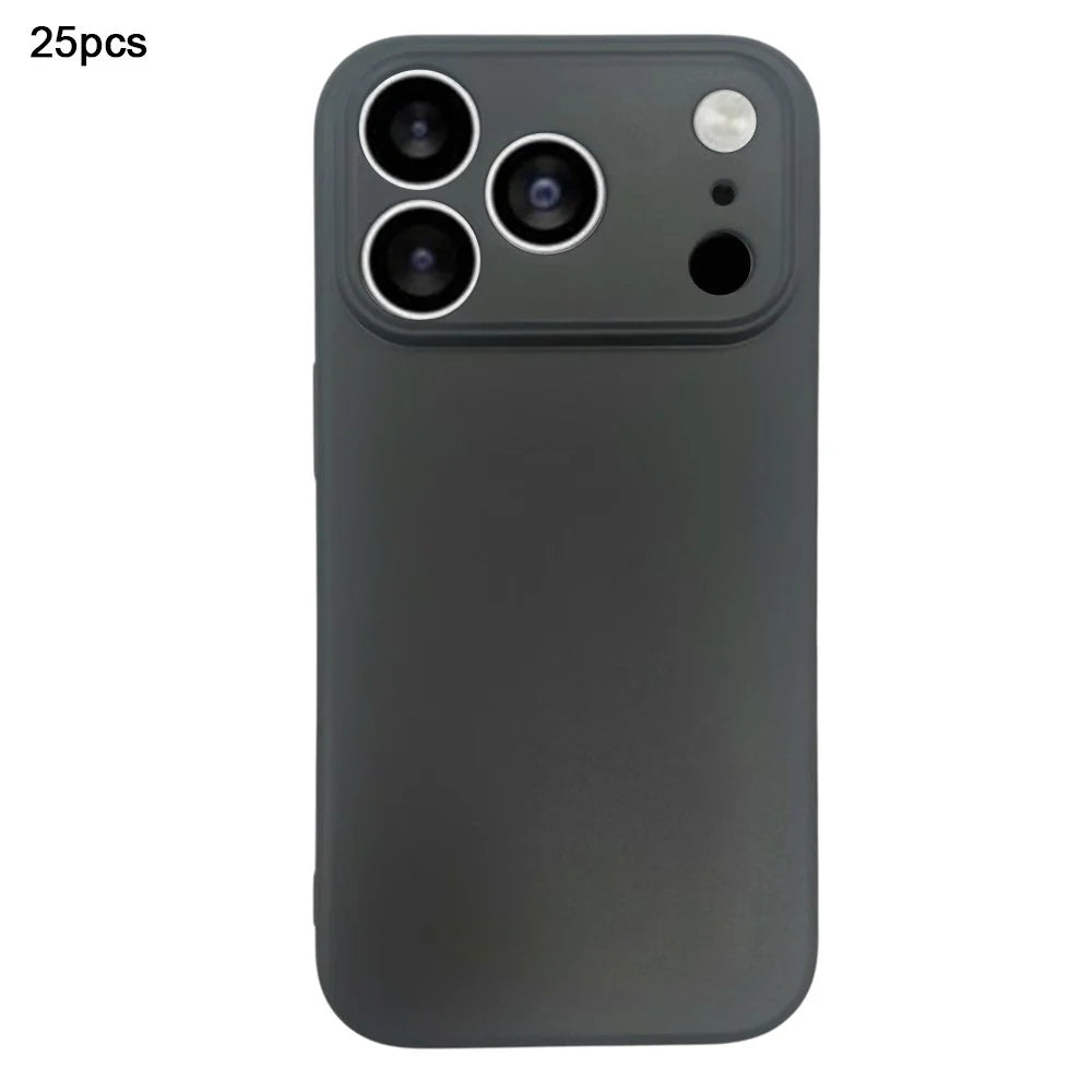 25Pcs For iPhone 17 Pro Max Case 1.2mm TPU Matte Phone Cover - Black - 1