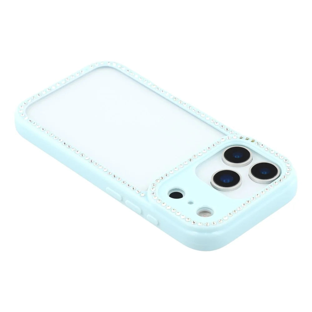 For iPhone 18 Pro / 17 Pro Case Sparkling Rhinestone Decor TPU + PC Clear Phone Back Cover - Blue - 5