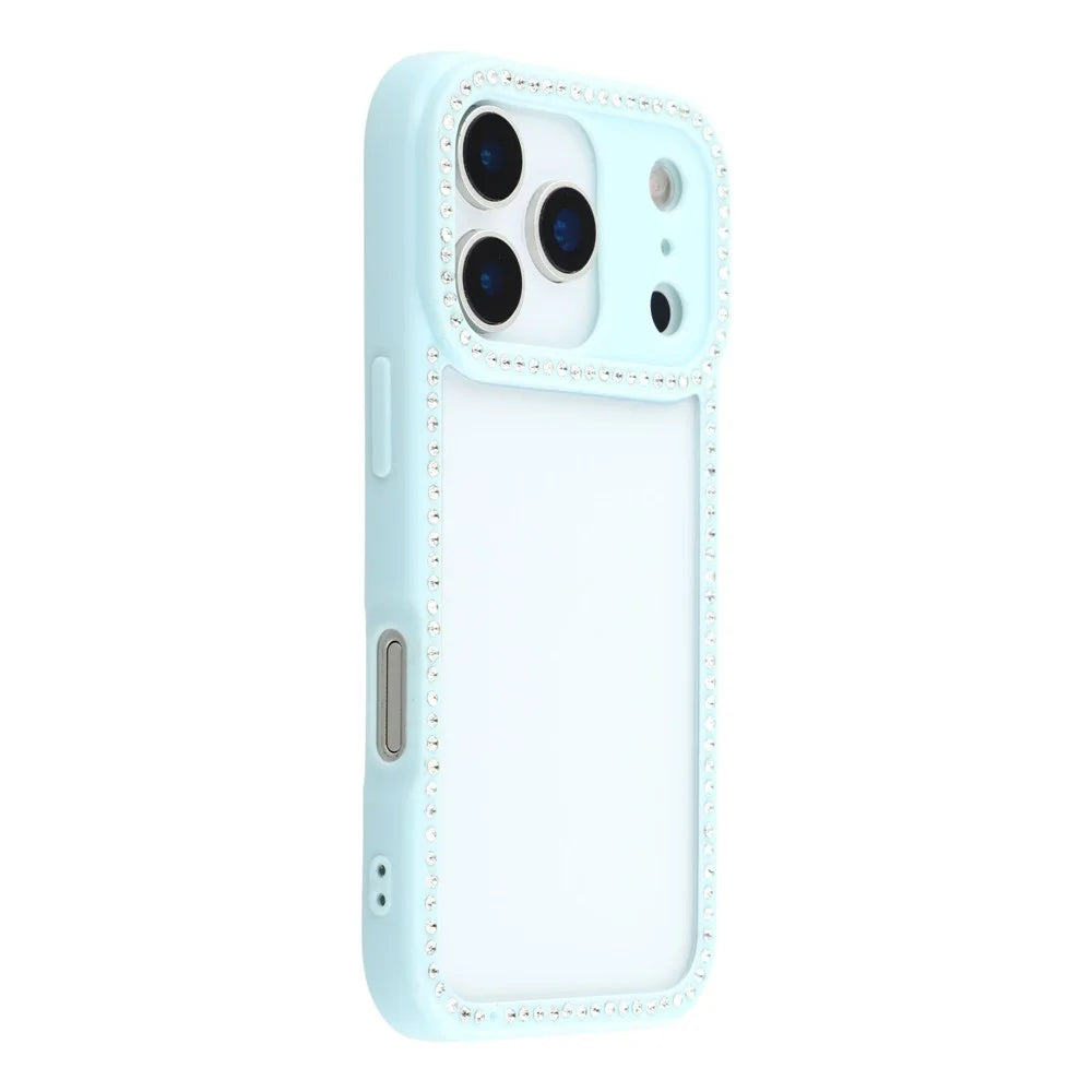 For iPhone 18 Pro Max / 17 Pro Max Case Sparkling Rhinestone Decor TPU + PC Clear Phone Back Cover - Blue - 1