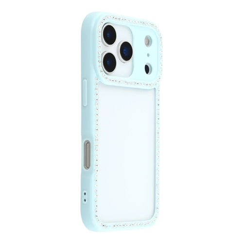 For iPhone 18 Pro Max / 17 Pro Max Case Sparkling Rhinestone Decor TPU + PC Clear Phone Back Cover - Blue - 1