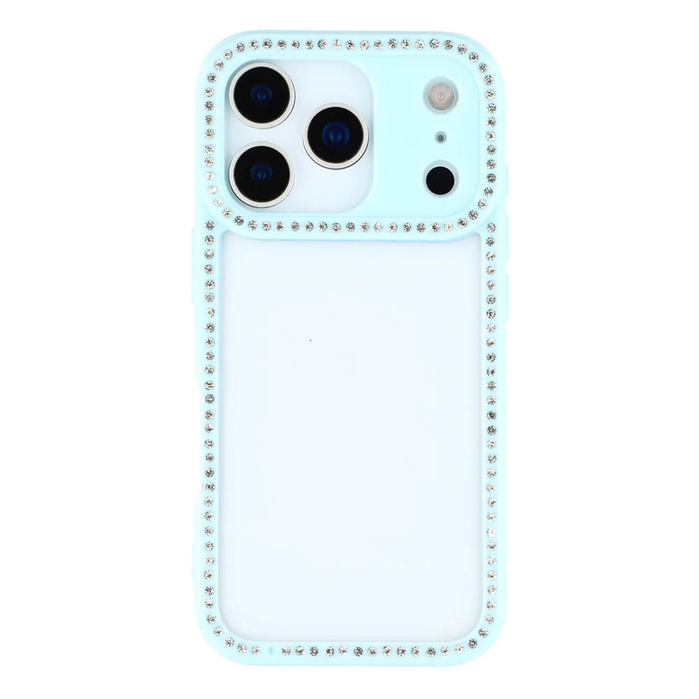 For iPhone 18 Pro Max / 17 Pro Max Case Sparkling Rhinestone Decor TPU + PC Clear Phone Back Cover - Blue - 3