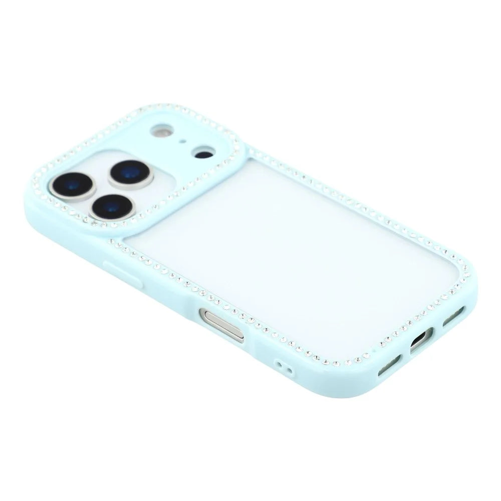 For iPhone 18 Pro Max / 17 Pro Max Case Sparkling Rhinestone Decor TPU + PC Clear Phone Back Cover - Blue - 4