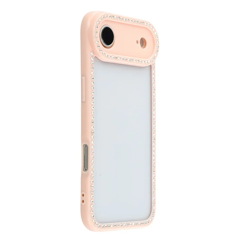 For iPhone Air Case Sparkling Rhinestone Decor TPU + PC Clear Phone Back Cover - Pink - 1