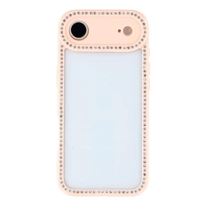 For iPhone Air Case Sparkling Rhinestone Decor TPU + PC Clear Phone Back Cover - Pink - 3
