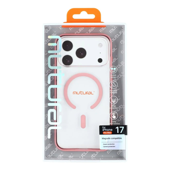 MUTURAL For iPhone 17 Pro Max Case Compatible with MagSafe Translucent PC + TPU Phone Cover - Pink - 6