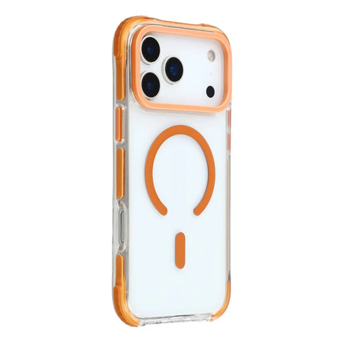 MUTURAL For iPhone 17 Pro Case Compatible with MagSafe Reinforced Corners PC + TPU Clear Phone Cover - Orange - 1