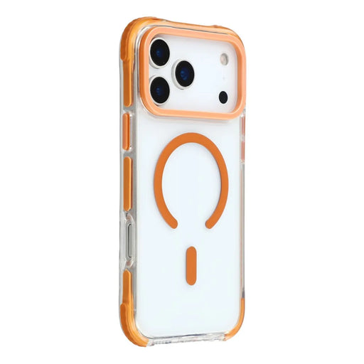 MUTURAL For iPhone 17 Pro Case Compatible with MagSafe Reinforced Corners PC + TPU Clear Phone Cover - Orange - 1