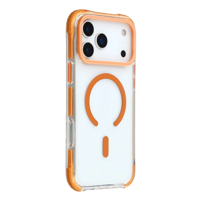 MUTURAL For iPhone 17 Pro Case Compatible with MagSafe Reinforced Corners PC + TPU Clear Phone Cover - Orange - 1