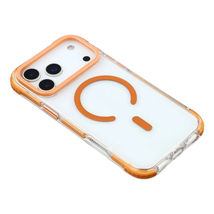 MUTURAL For iPhone 17 Pro Case Compatible with MagSafe Reinforced Corners PC + TPU Clear Phone Cover - Orange - 4