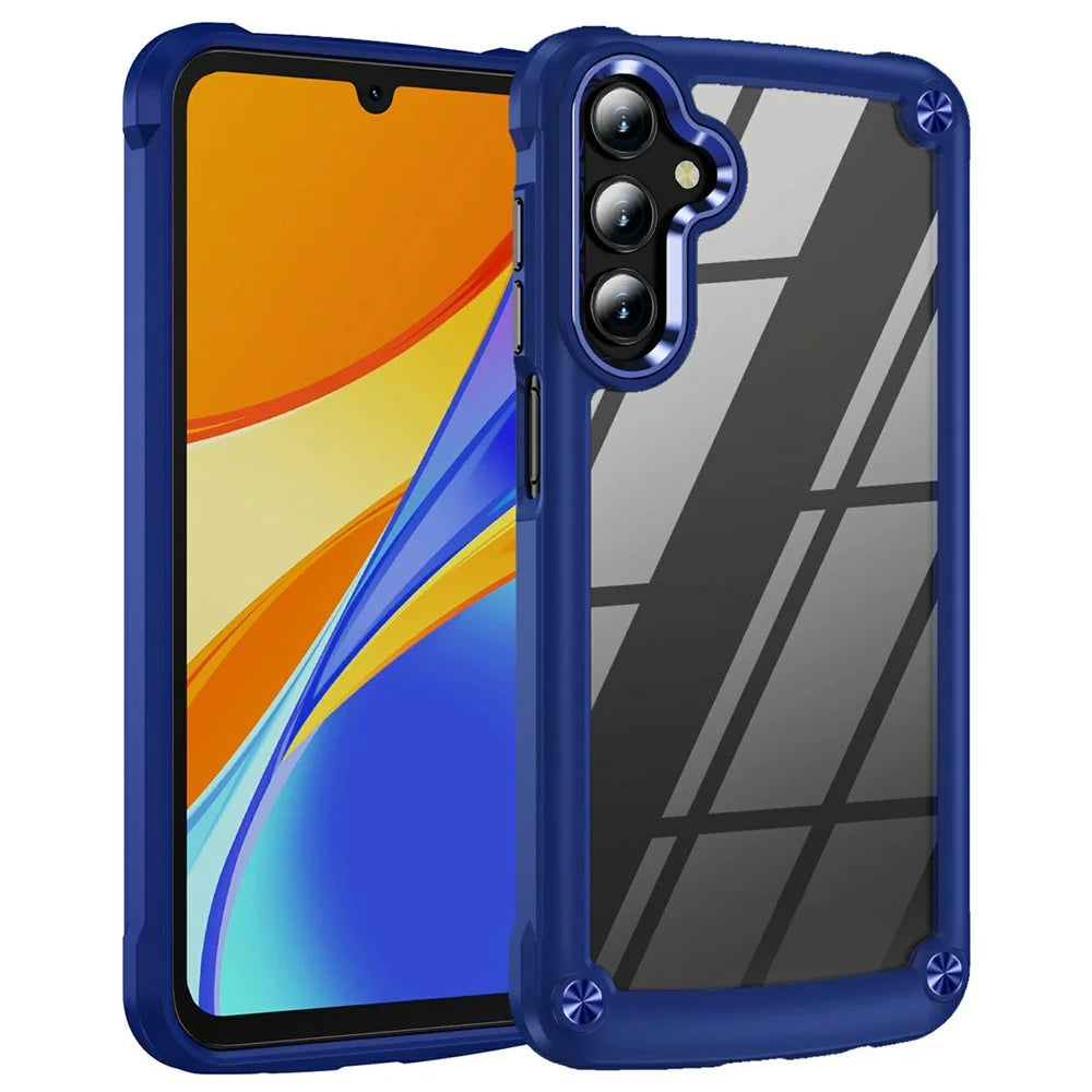 For Samsung Galaxy A18 5G / A18 4G / A17 5G / A17 4G Case Anti-Drop Alloy Lens Frame PC + TPU Phone Cover - Blue - 1