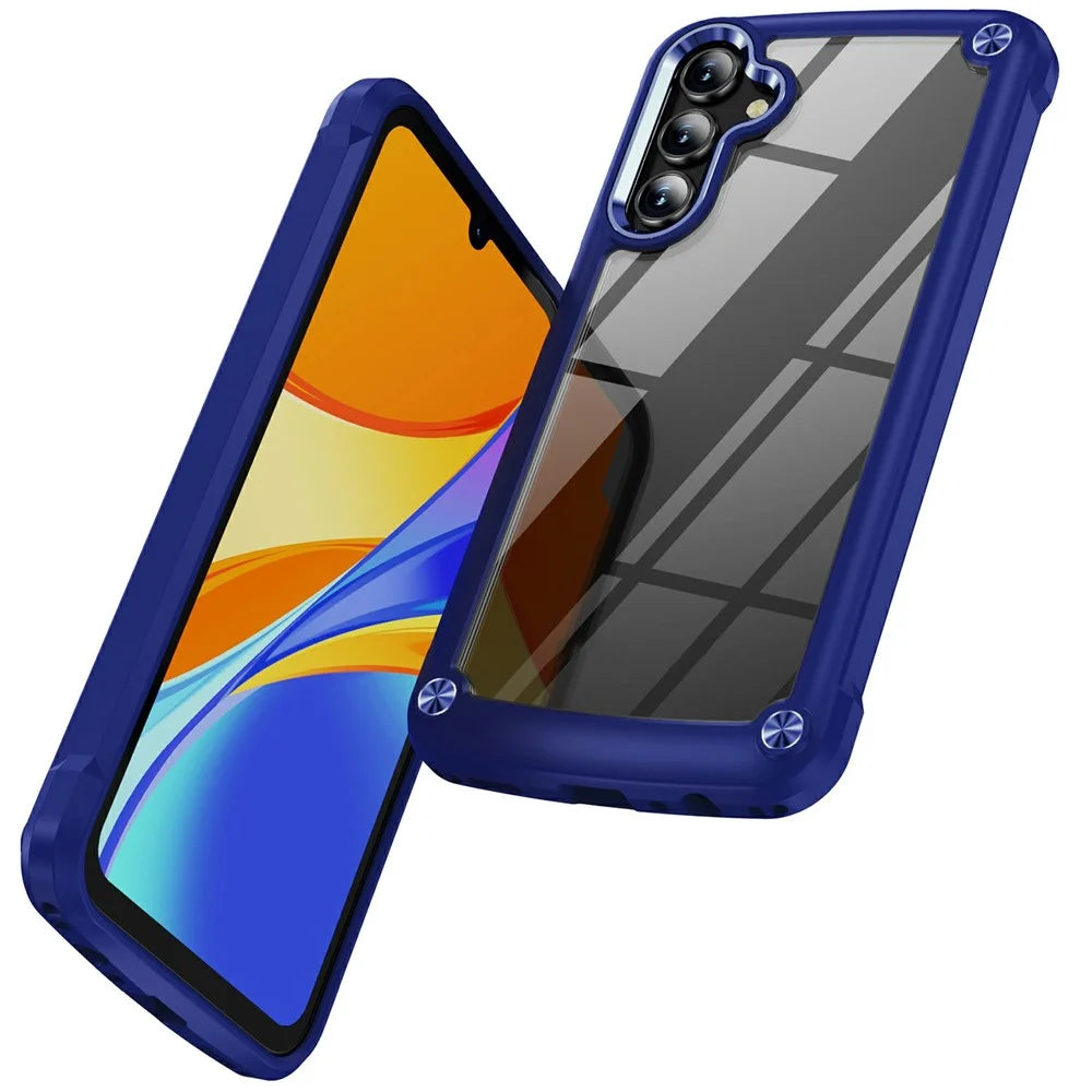 For Samsung Galaxy A18 5G / A18 4G / A17 5G / A17 4G Case Anti-Drop Alloy Lens Frame PC + TPU Phone Cover - Blue - 2