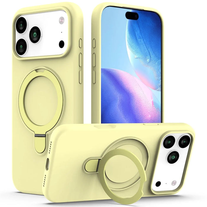 For iPhone 18 Pro Max / 17 Pro Max Case Compatible with MagSafe Kickstand PC + Silicone Phone Cover - Yellow - 1