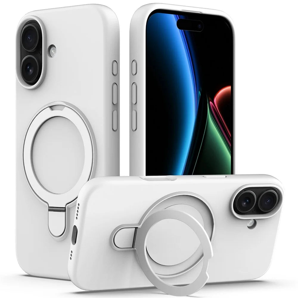 For iPhone 17 Case Compatible with MagSafe Kickstand PC + Silicone Phone Cover - White - 1