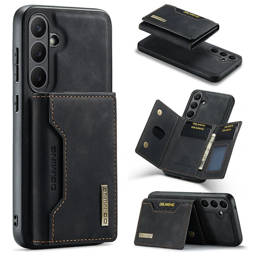 DG.MING M2 Series for Samsung Galaxy S25 FE Case PU + PC + TPU Phone Cover Detachable Wallet - Black - 1