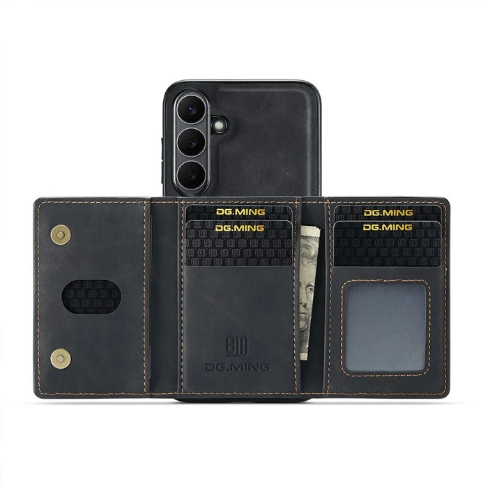 DG.MING M2 Series for Samsung Galaxy S25 FE Case PU + PC + TPU Phone Cover Detachable Wallet - Black - 2