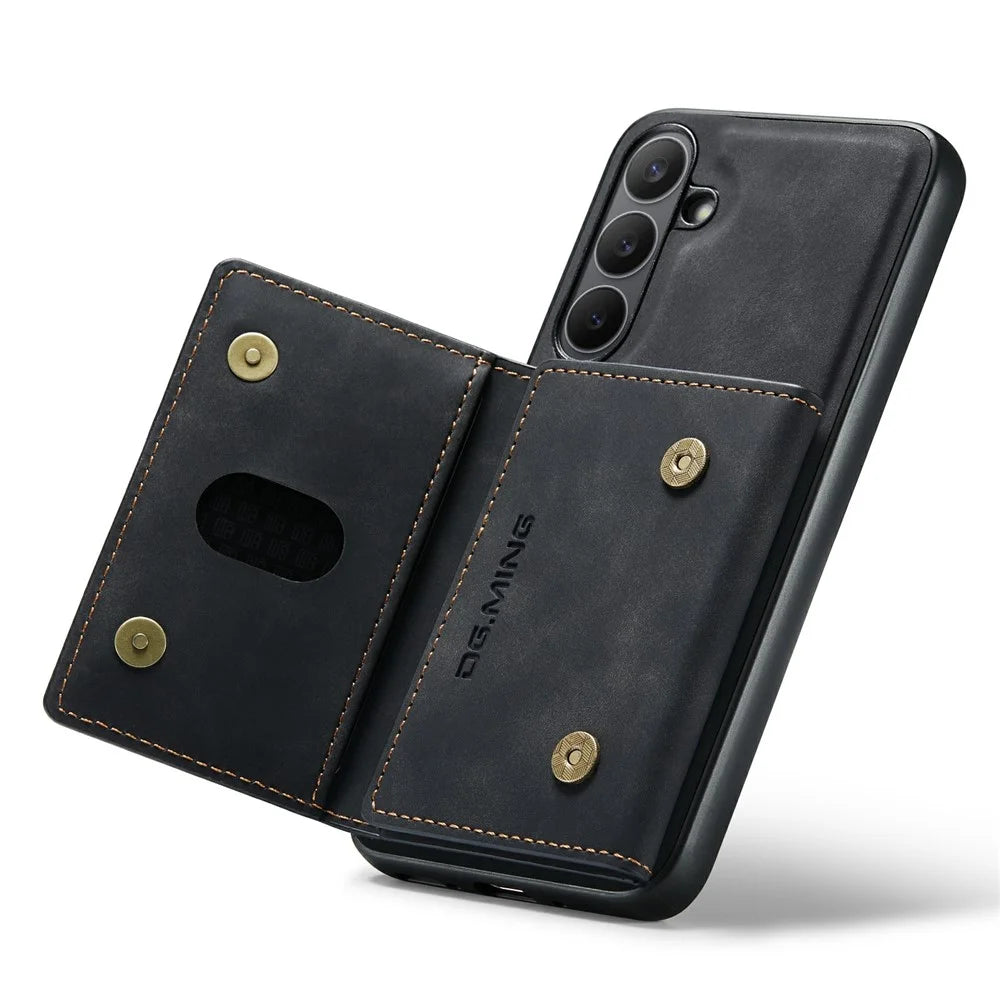 DG.MING M2 Series for Samsung Galaxy S25 FE Case PU + PC + TPU Phone Cover Detachable Wallet - Black - 3