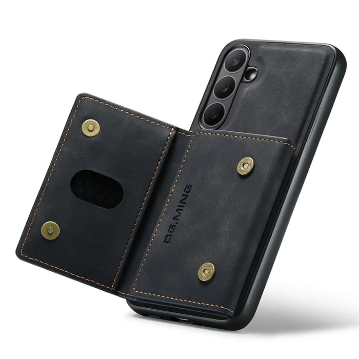 DG.MING M2 Series for Samsung Galaxy S25 FE Case PU + PC + TPU Phone Cover Detachable Wallet - Black - 3
