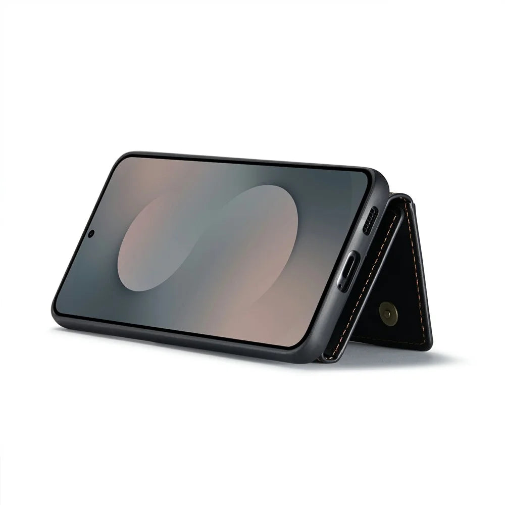 DG.MING M2 Series for Samsung Galaxy S25 FE Case PU + PC + TPU Phone Cover Detachable Wallet - Black - 4