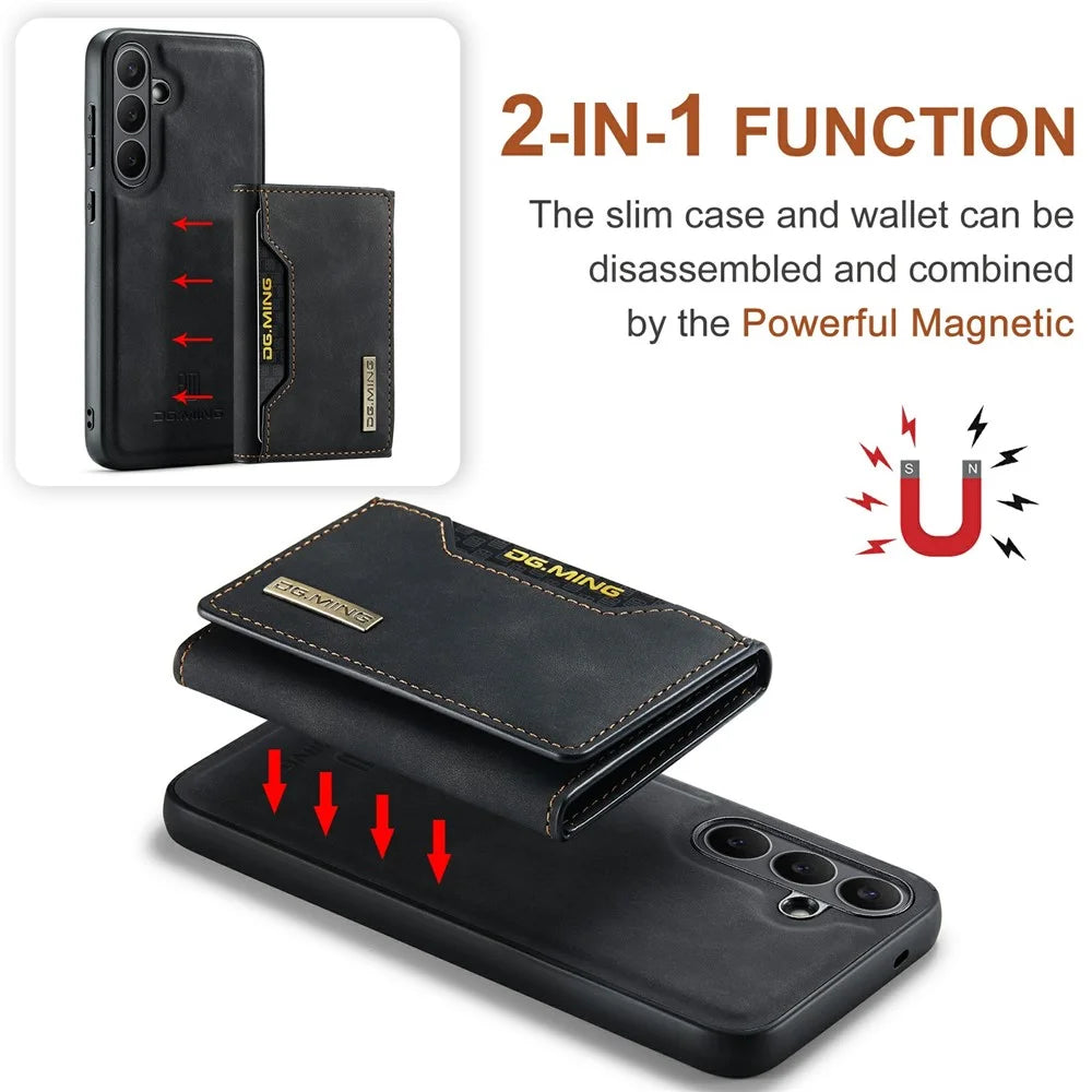 DG.MING M2 Series for Samsung Galaxy S25 FE Case PU + PC + TPU Phone Cover Detachable Wallet - Black - 7