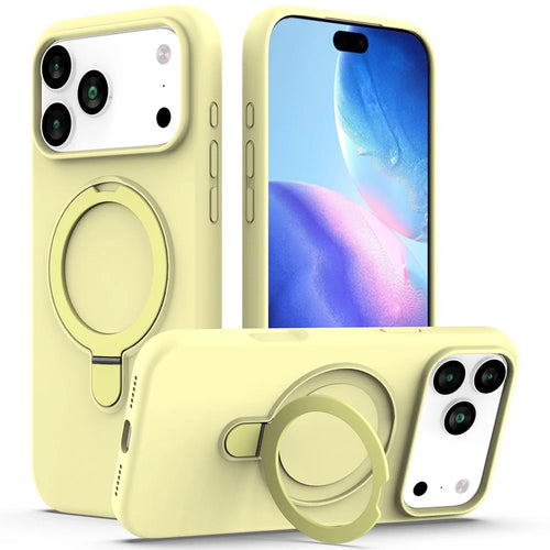 For iPhone 18 Pro / 17 Pro Case Compatible with MagSafe Kickstand PC + Silicone Phone Cover - Yellow - 1