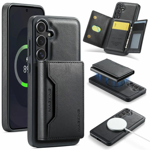 MAGKING K2 Series For Samsung Galaxy S25 FE Magnetic Case PC + TPU + PU Phone Cover - Black - 1
